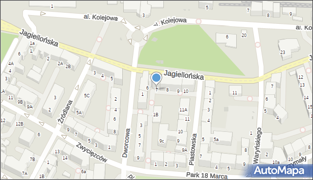 Kołobrzeg, Jagiellońska, 7, mapa Kołobrzegu