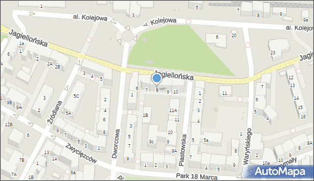 Kołobrzeg, Jagiellońska, 8, mapa Kołobrzegu