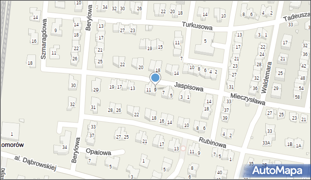 Komorów, Jaspisowa, 9, mapa Komorów