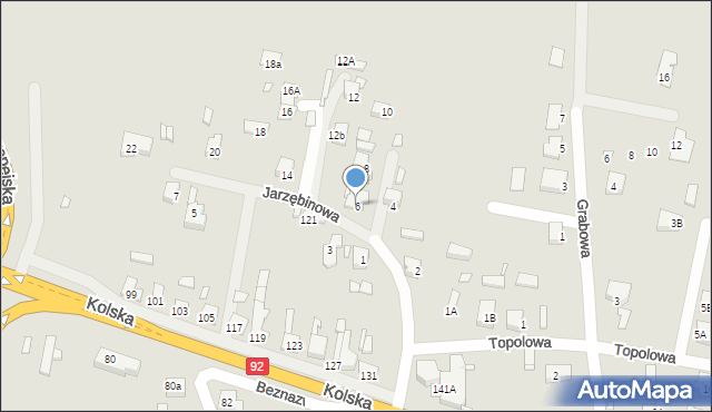 Konin, Jarzębinowa, 6, mapa Konina