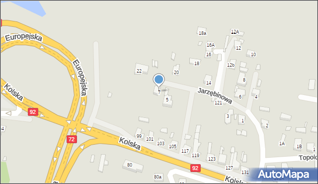 Konin, Jarzębinowa, 7, mapa Konina