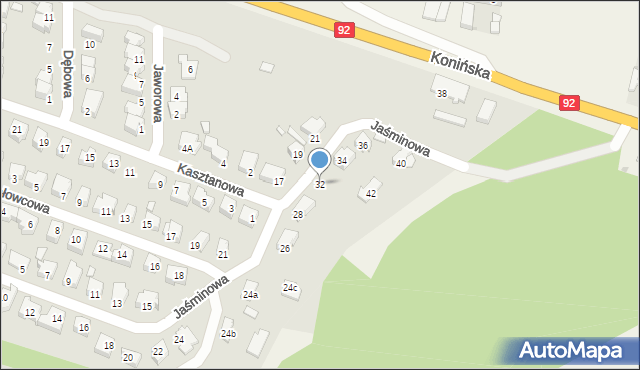 Konin, Jaśminowa, 32, mapa Konina