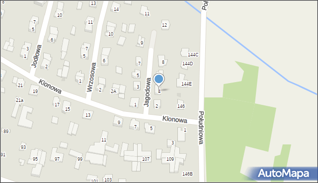 Końskie, Jagodowa, 4, mapa Końskie