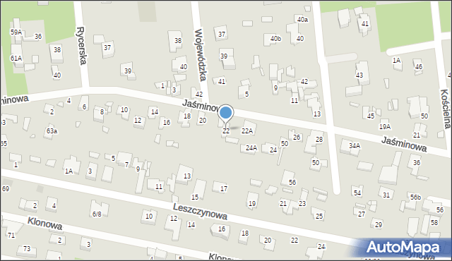 Konstancin-Jeziorna, Jaśminowa, 22, mapa Konstancin-Jeziorna