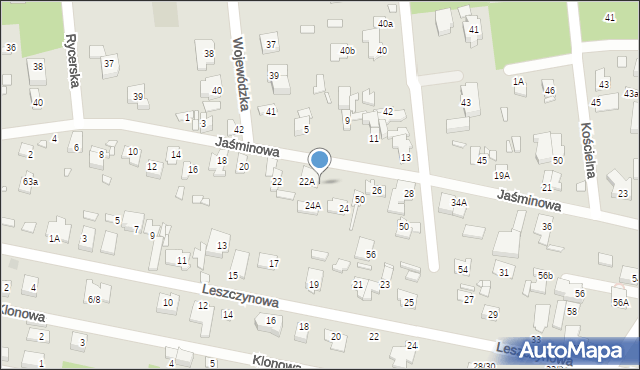 Konstancin-Jeziorna, Jaśminowa, 22B, mapa Konstancin-Jeziorna