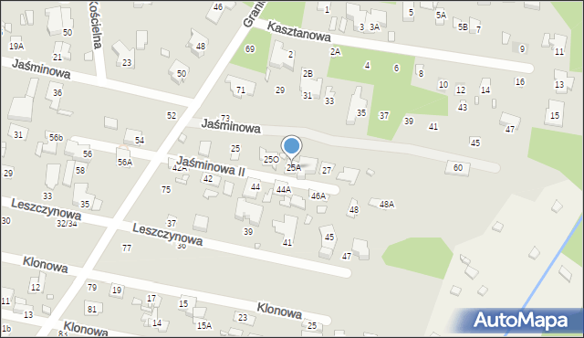 Konstancin-Jeziorna, Jaśminowa, 25A, mapa Konstancin-Jeziorna