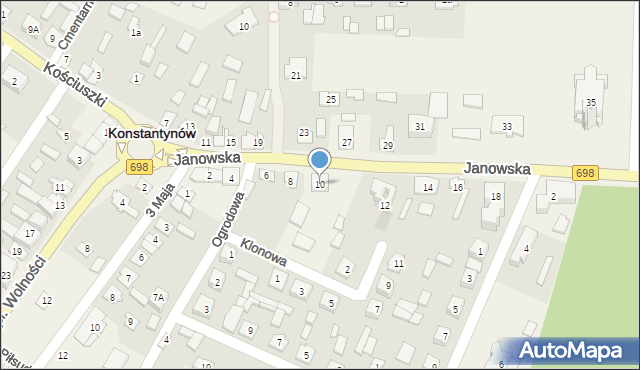 Konstantynów, Janowska, 10, mapa Konstantynów