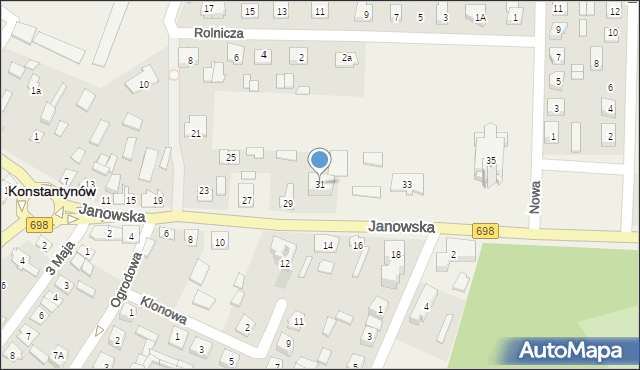 Konstantynów, Janowska, 31, mapa Konstantynów