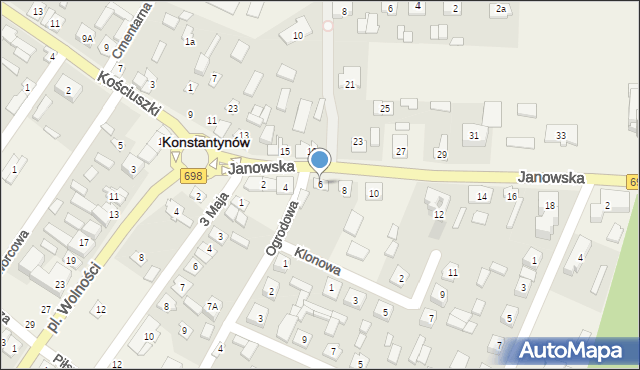 Konstantynów, Janowska, 6, mapa Konstantynów