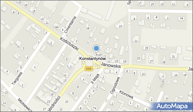Konstantynów, Janowska, 7, mapa Konstantynów