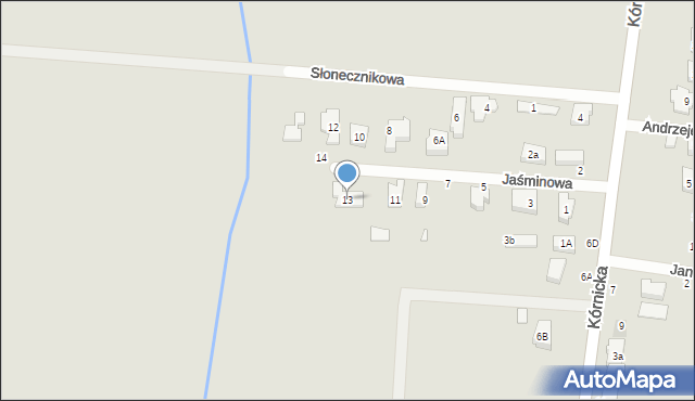 Kostrzyn, Jaśminowa, 13, mapa Kostrzyn