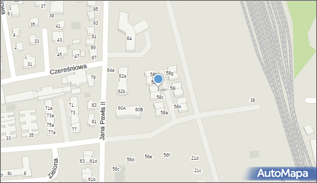 Kostrzyn nad Odrą, Jana Pawła II, 58d, mapa Kostrzyn nad Odrą