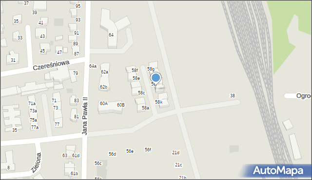 Kostrzyn nad Odrą, Jana Pawła II, 58j, mapa Kostrzyn nad Odrą