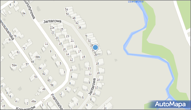 Koszalin, Jantarowa, 20, mapa Koszalina