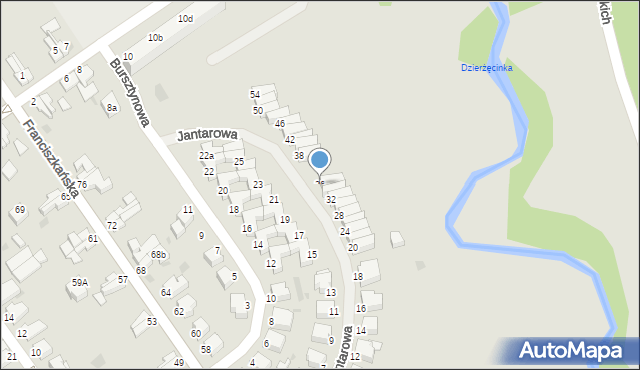 Koszalin, Jantarowa, 36, mapa Koszalina