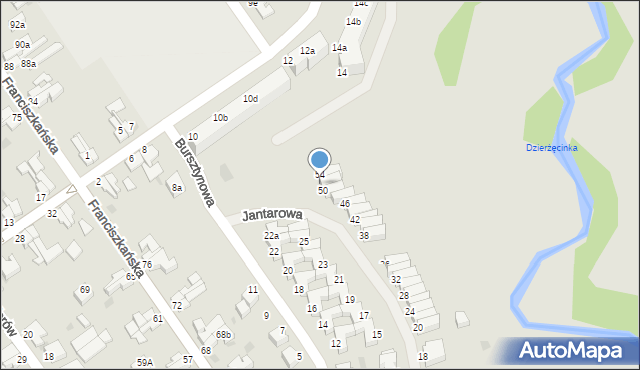 Koszalin, Jantarowa, 52, mapa Koszalina