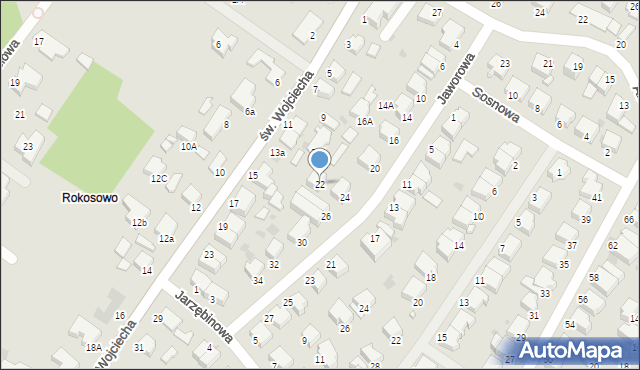 Koszalin, Jaworowa, 22, mapa Koszalina