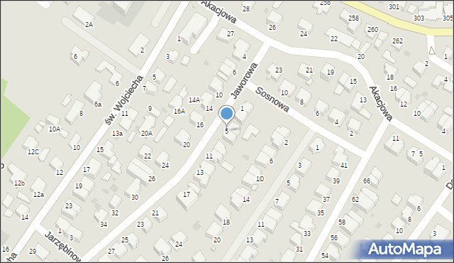 Koszalin, Jaworowa, 5, mapa Koszalina