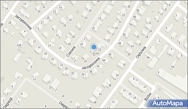 Koszalin, Jarzębinowa, 21, mapa Koszalina