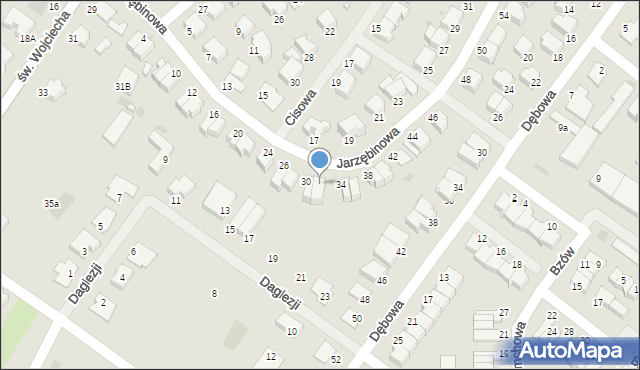 Koszalin, Jarzębinowa, 32, mapa Koszalina