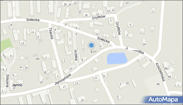 Koszalin, Jamneńska, 6, mapa Koszalina