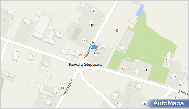 Kowala-Stępocina, Jana Pawła II, 1, mapa Kowala-Stępocina