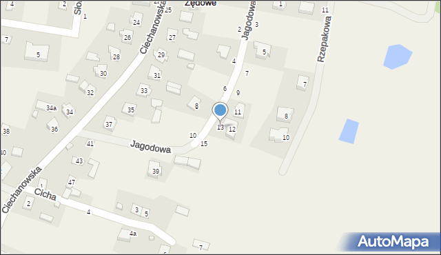 Kownaty Żędowe, Jagodowa, 13, mapa Kownaty Żędowe