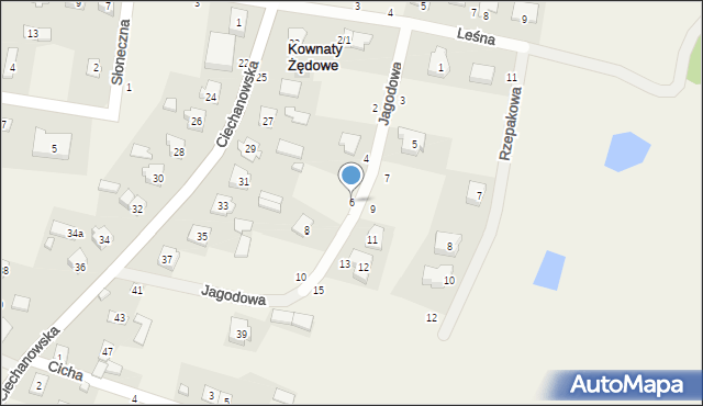 Kownaty Żędowe, Jagodowa, 6, mapa Kownaty Żędowe