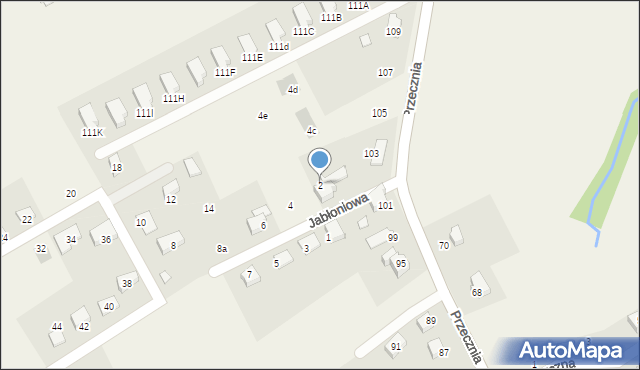 Kozy, Jabłoniowa, 2, mapa Kozy