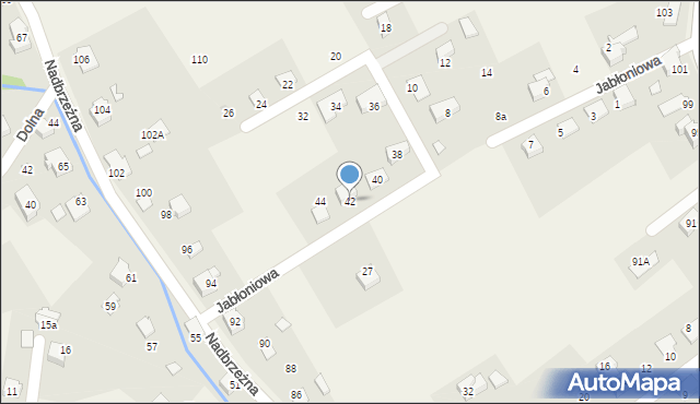Kozy, Jabłoniowa, 42, mapa Kozy