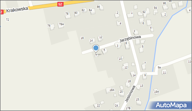 Kozy, Jarzębinowa, 7, mapa Kozy