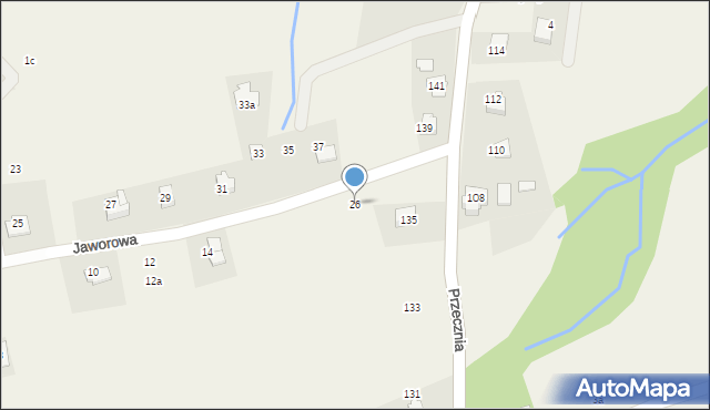Kozy, Jaworowa, 26, mapa Kozy