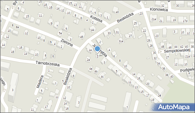 Kraków, Jastrzębia, 1, mapa Krakowa