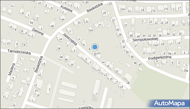 Kraków, Jastrzębia, 10, mapa Krakowa