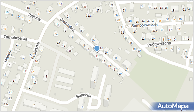 Kraków, Jastrzębia, 11, mapa Krakowa