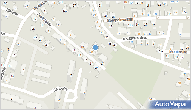 Kraków, Jastrzębia, 22, mapa Krakowa