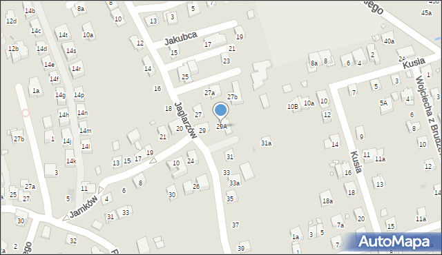 Kraków, Jaglarzów Michała i Stanisława, 29A, mapa Krakowa