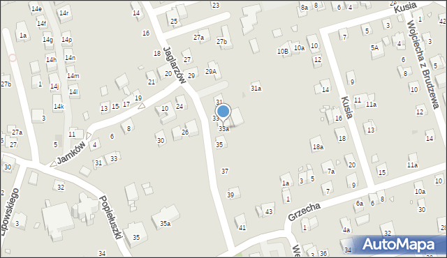 Kraków, Jaglarzów Michała i Stanisława, 33a, mapa Krakowa