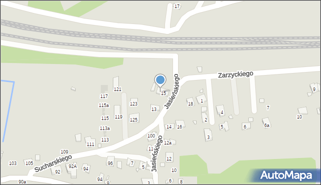 Kraków, Jasieńskiego Feliksa, 15a, mapa Krakowa