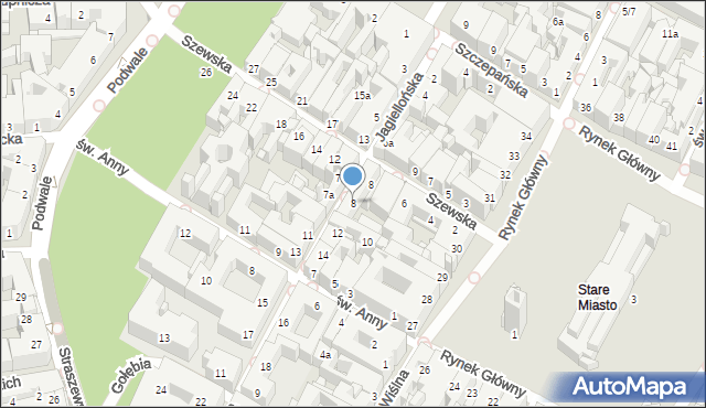 Kraków, Jagiellońska, 8, mapa Krakowa