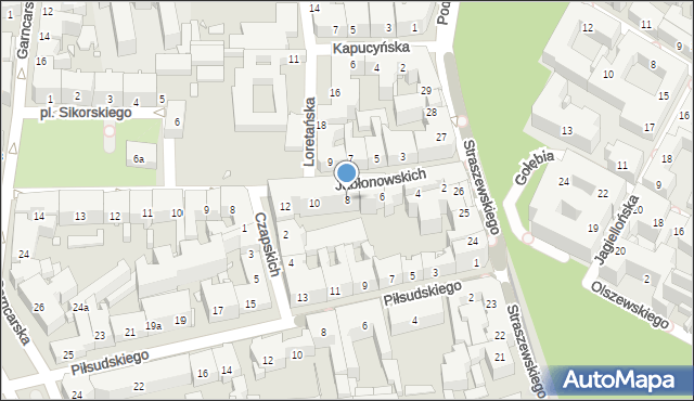 Kraków, Jabłonowskich, 8, mapa Krakowa