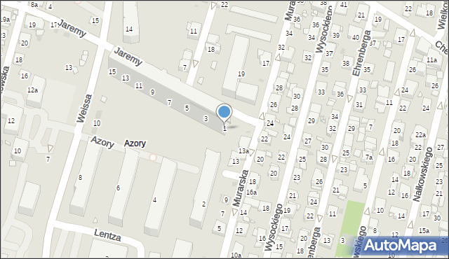 Kraków, Jaremy Marii, 1, mapa Krakowa