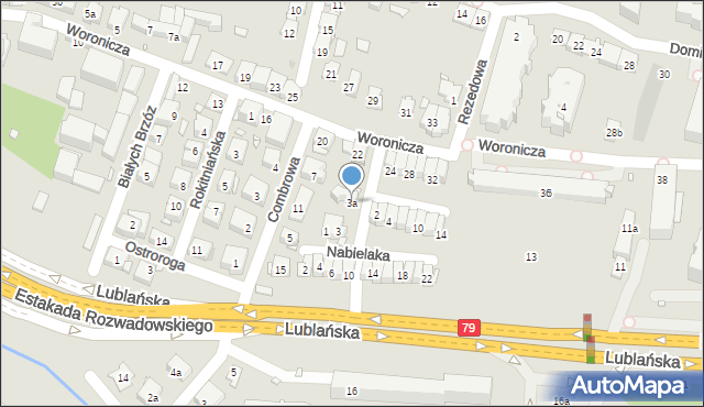 Kraków, Jasnorzewskiej Marii, 3a, mapa Krakowa