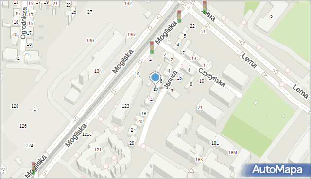 Kraków, Janusa Stefana, mjr. pil., 10, mapa Krakowa
