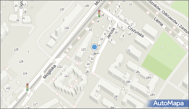 Kraków, Janusa Stefana, mjr. pil., 18, mapa Krakowa