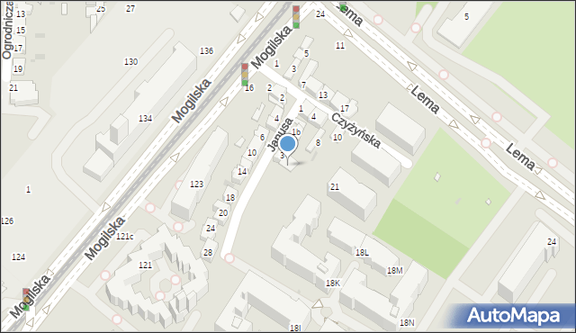 Kraków, Janusa Stefana, mjr. pil., 5, mapa Krakowa