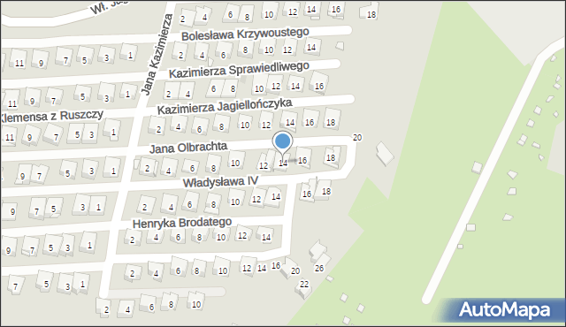 Kraków, Jana Olbrachta, 14, mapa Krakowa