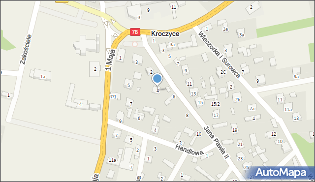 Kroczyce, Jana Pawła II, 4, mapa Kroczyce