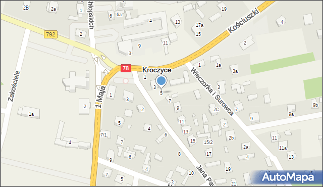 Kroczyce, Jana Pawła II, 5, mapa Kroczyce
