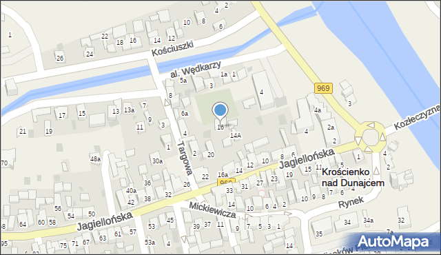 Krościenko nad Dunajcem, Jagiellońska, 16, mapa Krościenko nad Dunajcem